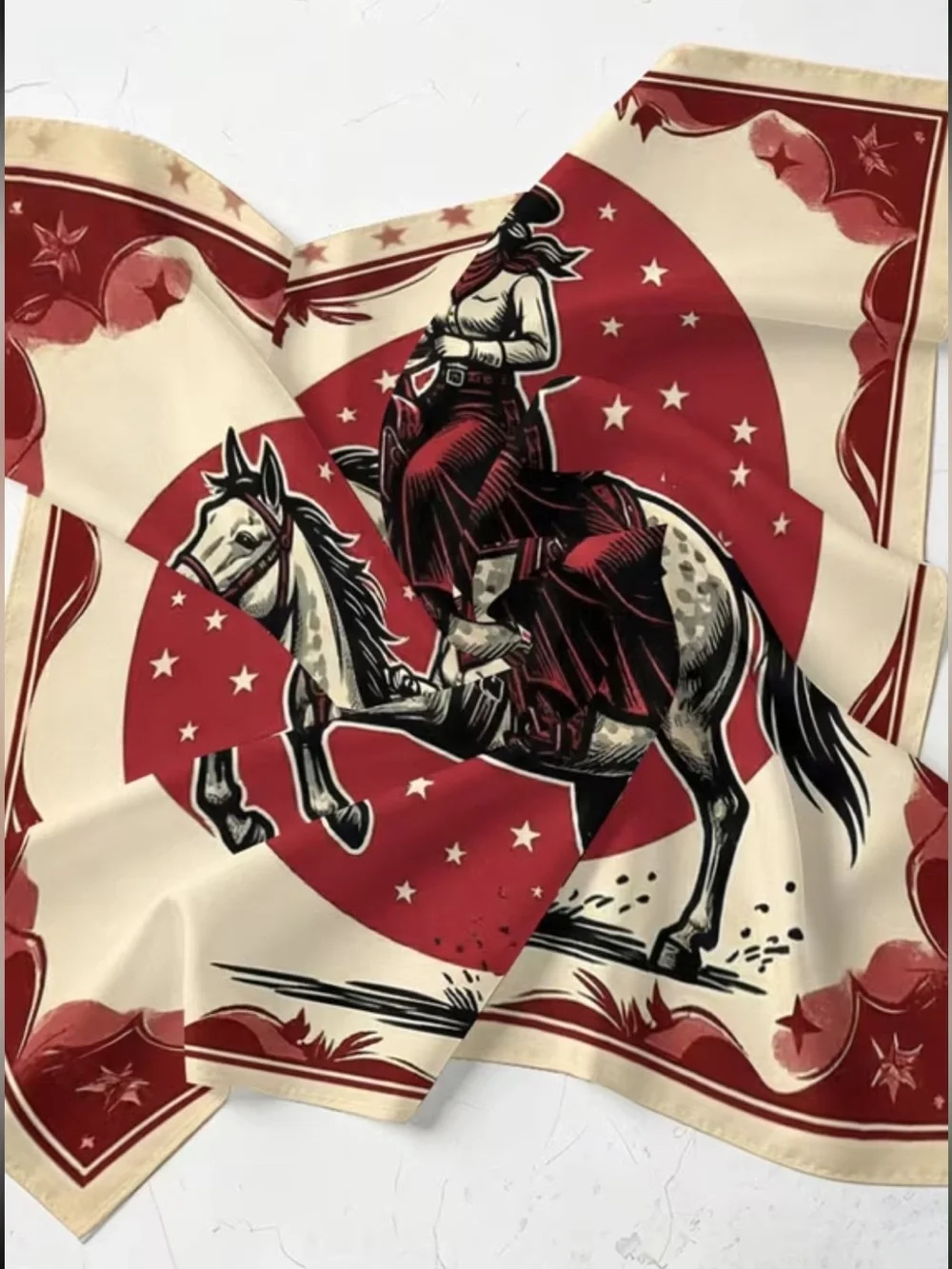 🤠 Western Cowgirl Horse Satin Scarf | Large Square Wild Rag Bandana 27.5”